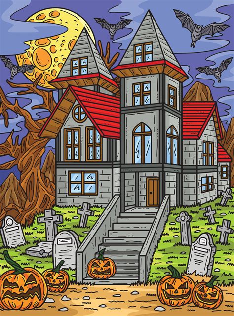 Halloween Haunted House Colored Cartoon 34329036 Vector Art at Vecteezy