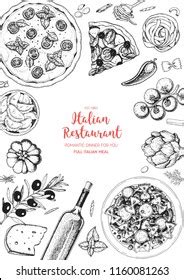 Italian Cuisine Top View Frame Set Stock Vector Royalty Free