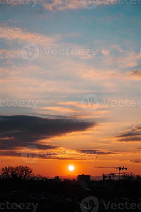 sunset sky with orange clouds 17546317 Stock Photo at Vecteezy