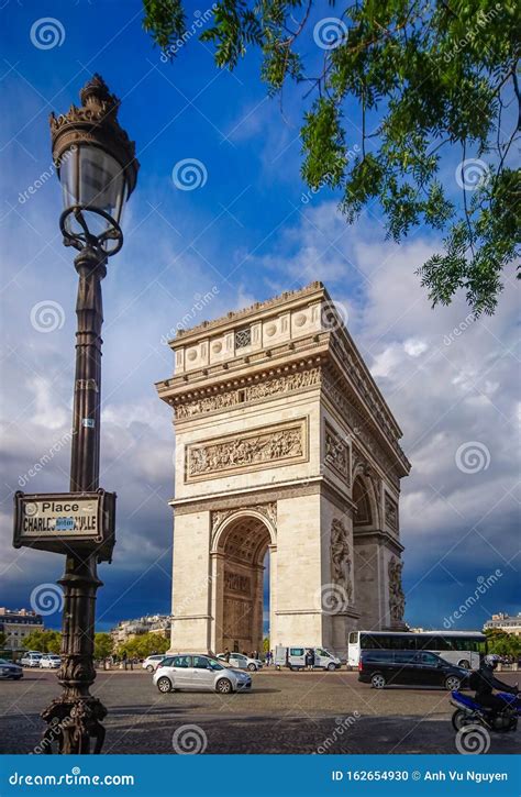 Side Look To Arch Of Triumph Paris France Editorial Image Image Of