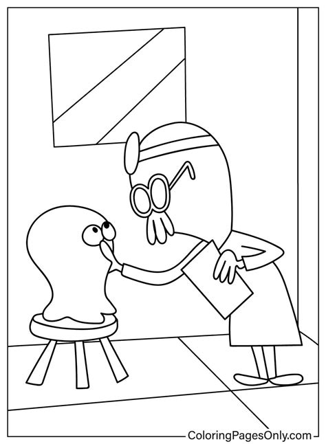 Medical Doctor Examines Lamput - Free Printable Coloring Pages