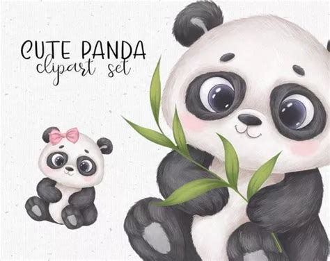 Kit Cliparts Imágenes Png Imprimible Ositos Panda Acuarela en venta en