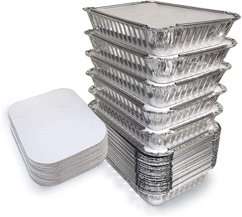 P A Disposable Eco Friendly Aluminum Silver Foil Container With Lid