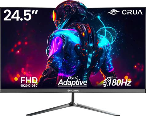 Crua Monitor Gaming Monitor 24 5 Inch 180hz Curved Computer Monitor