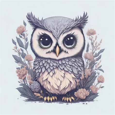 Premium AI Image A Drawing Of An Owl With Big Eyes Sits In A Field Of