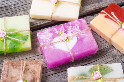 Premium Photo Set Of Colorful Fruit Handmade Soap