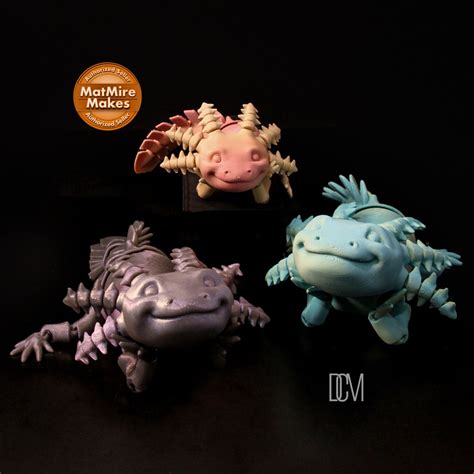 Cute Articulating Axolotl Flexi Axolotl Fidget Toy D Printed In Two