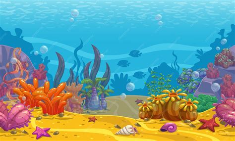 premium vector cartoon seamless underwater background ocean bottom