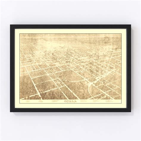 Ocala Map 1892 Old Map of Ocala Florida Art Vintage Print Framed Canvas ...