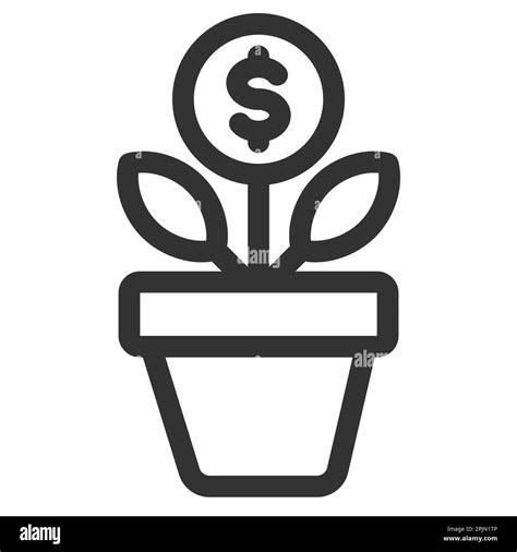 Money Tree Money Plant Coin Line Icon Financial Investment Growth