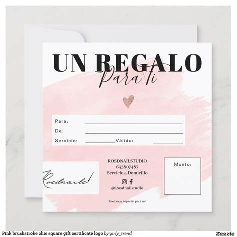 Logo Del Certificado De Regalo Cuadrado De Moda De Zazzle