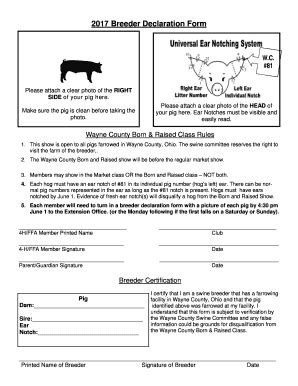 Fillable Online Wayne Osu Market Swine Breeder Declaration Pub