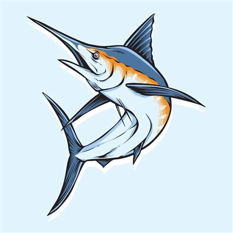 Blue Marlin Fish Jumping Vector Logo Vector Art At Vecteezy