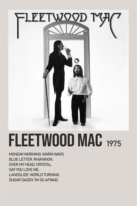 Fleetwood Mac By Fleetwood Mac Minimalist Album Poster Fleetwood