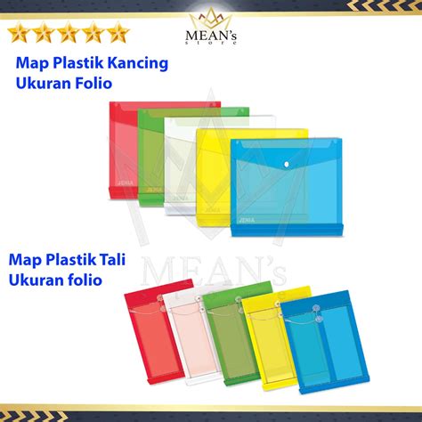 Jual Map Plastik Kancing Tali Jenia Ukuran Folio Plastik Bening