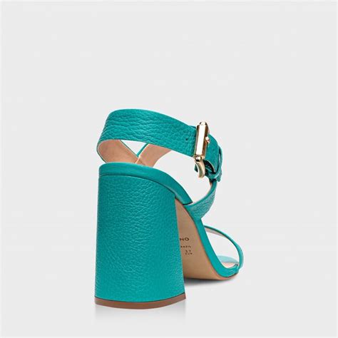 Sand Lia Salto Flare Couro Verde Aruba Green