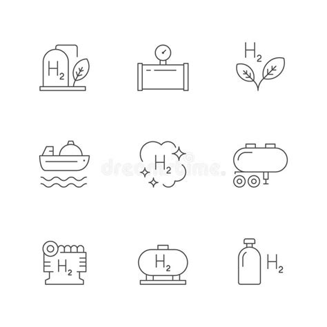 Establecer Iconos De L Nea Del Hidr Geno Ilustraci N Del Vector