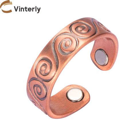 Vinterly Magnetic Pure Copper Rings Men Mm Finger Vintage Adjustable