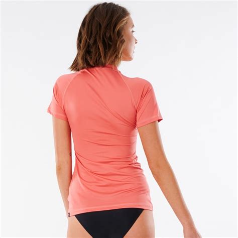 Rip Curl Golden Rays Short Sleeve Uv Rash Guard In Coral