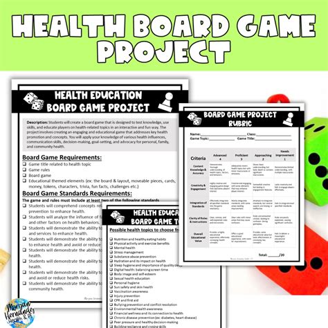 Health Education Board Game Project Year End Assessment Made By Teachers