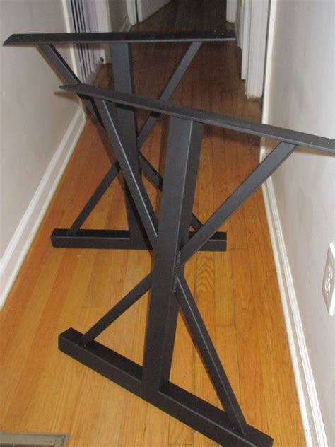 Trestle Metal Table Base Industrial Black Metal Base