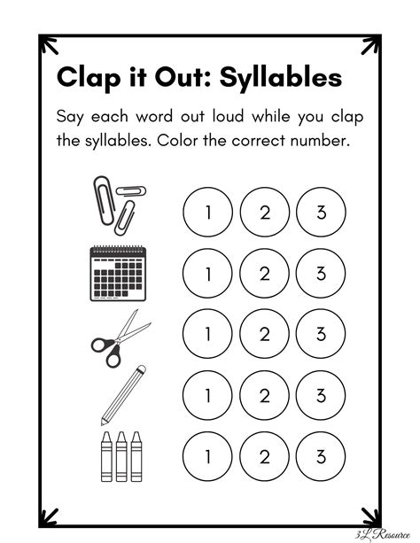 Clap It Out Syllables Worksheet Kindergarten Preschool Etsy Hong Kong