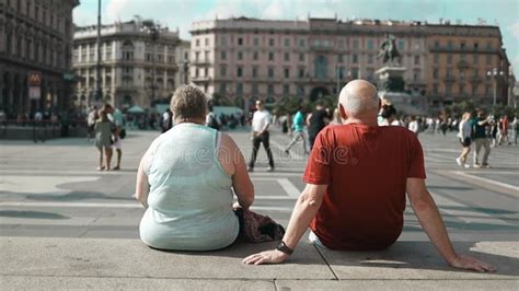 Milan Cathedral People Walking On Square Piazza Duomo Di Milano And