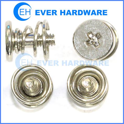 Spring Loaded Screw Bright Nickel Plated Shoulder Spring Attached Screw