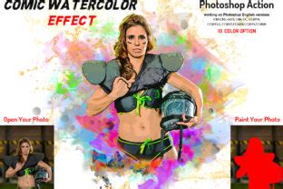 Comic Watercolor Effect Photoshop Action Graphic By Hmalamin