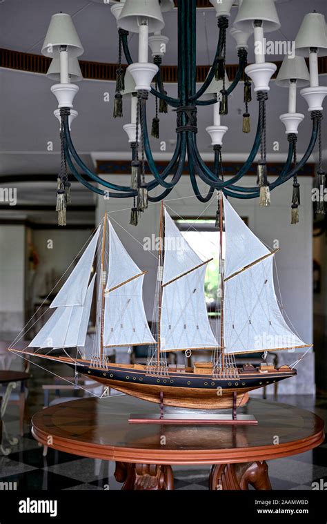 Sailing ship model in full sail Stock Photo - Alamy