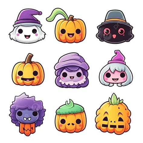 Groovy Style Halloween Character Set Halloween Kawaii Sticker Pack