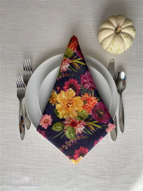 Pieces Set Fall Cloth Napkins Autumn Cotton Napkins Dinner Etsy