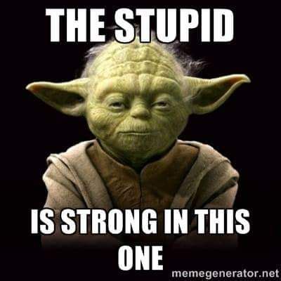 The Stupid Is Strong In You Star Wars Memes Yoda Quotes Work Humor