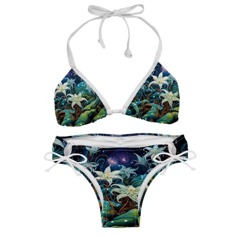 Starry Plants Swim Wear Bikini Set With Detachable Sponge Adjustable