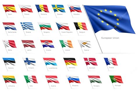 Premium Vector | Flags of european union countries