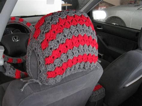 Crochet Pattern Car Front Seat Headrest Cover 13vc2013