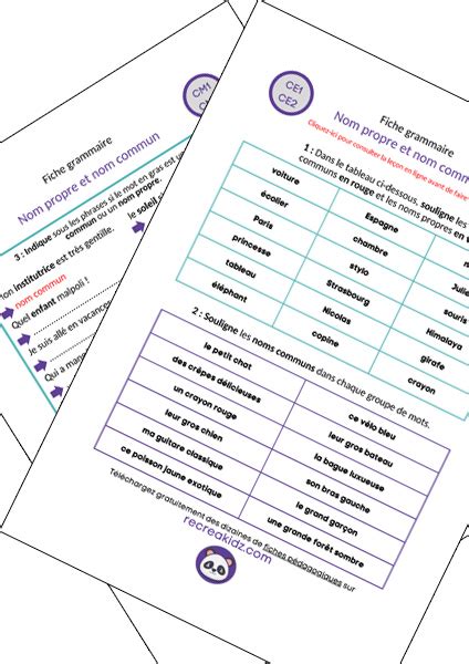 Exercices Nom Propre Nom Commun Ce Ce Cm Cm Imprimer En Pdf