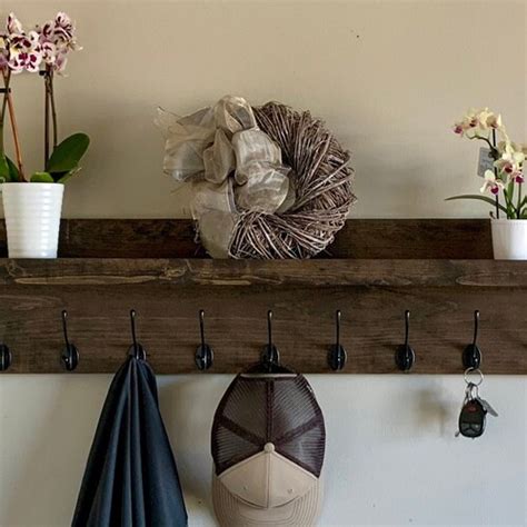 Solid Walnut Coat Rack With Picture Ledge Wall Mount Coat Etsy