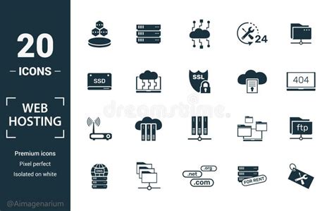 Conjunto De Iconos De Hospedaje Web Incluir Estructura De Datos De