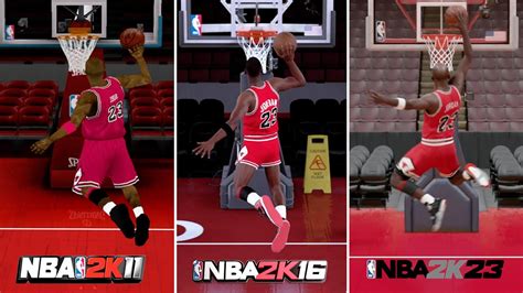 Michael Jordan Free Throw Line Dunk In Every NBA 2K 2K11 2K23 YouTube