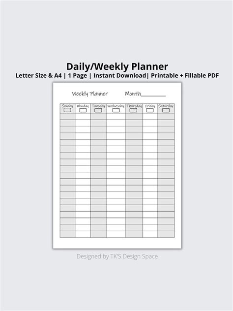 Blank Checklist Planner Printable, Monthly Planner Printable Editable ...