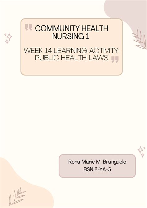 Chnn - CHNN 211 ANSWER - 1 Community Health Nursing 211 Micronutrient