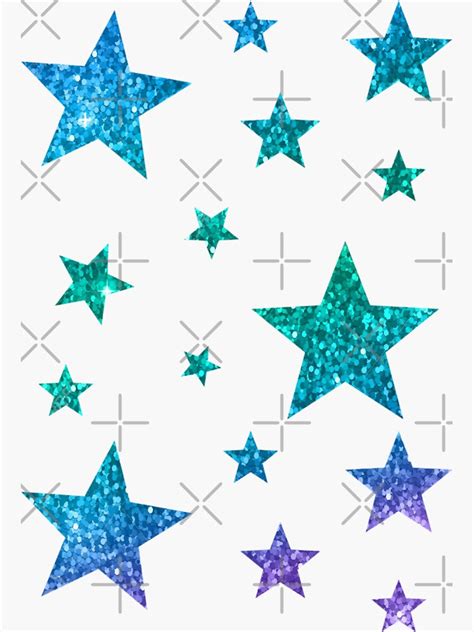 Blue Green Ombre Faux Glitter Stars Sticker For Sale By Felicity K Redbubble