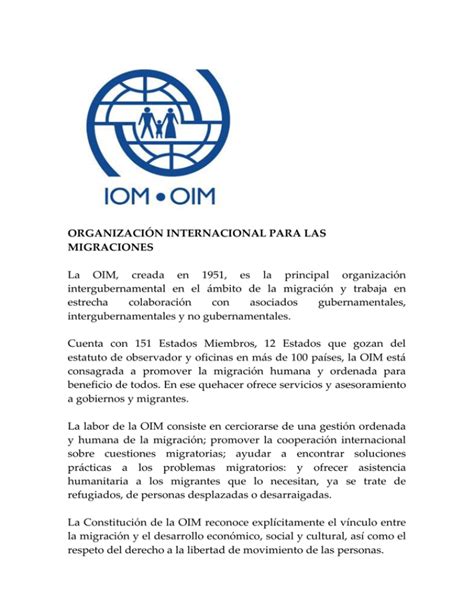 Organizacion Internacional Para Las Migraciones