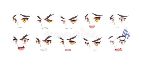 Anime Manga Boy Expressions Eyes Set Stock Illustrations – 39 Anime ...