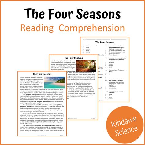 The Four Seasons Reading Comprehension Passage And Questions Printab Printablebazaar