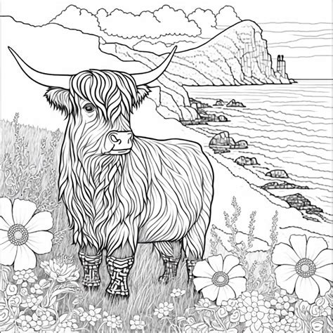 Download The Highland Cow Coloring Pages For Adults 21984889 Royalty Free Vector From Vecteezy