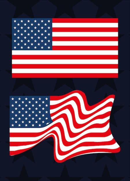 Conjunto De Iconos De Banderas De Estados Unidos Vector Premium