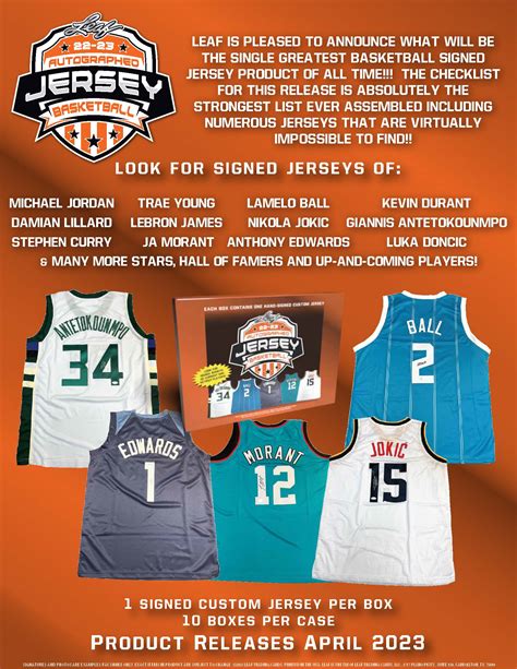 2023 Leaf Autographed Jersey Edition Basketball