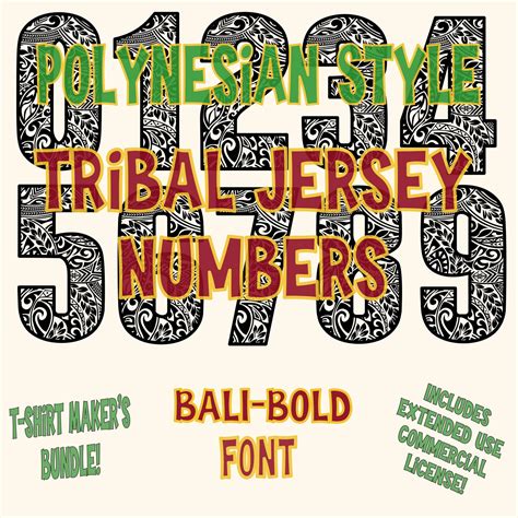 Polynesian Tribal Team Jersey Numbers Balibold Font Png Pack Etsy